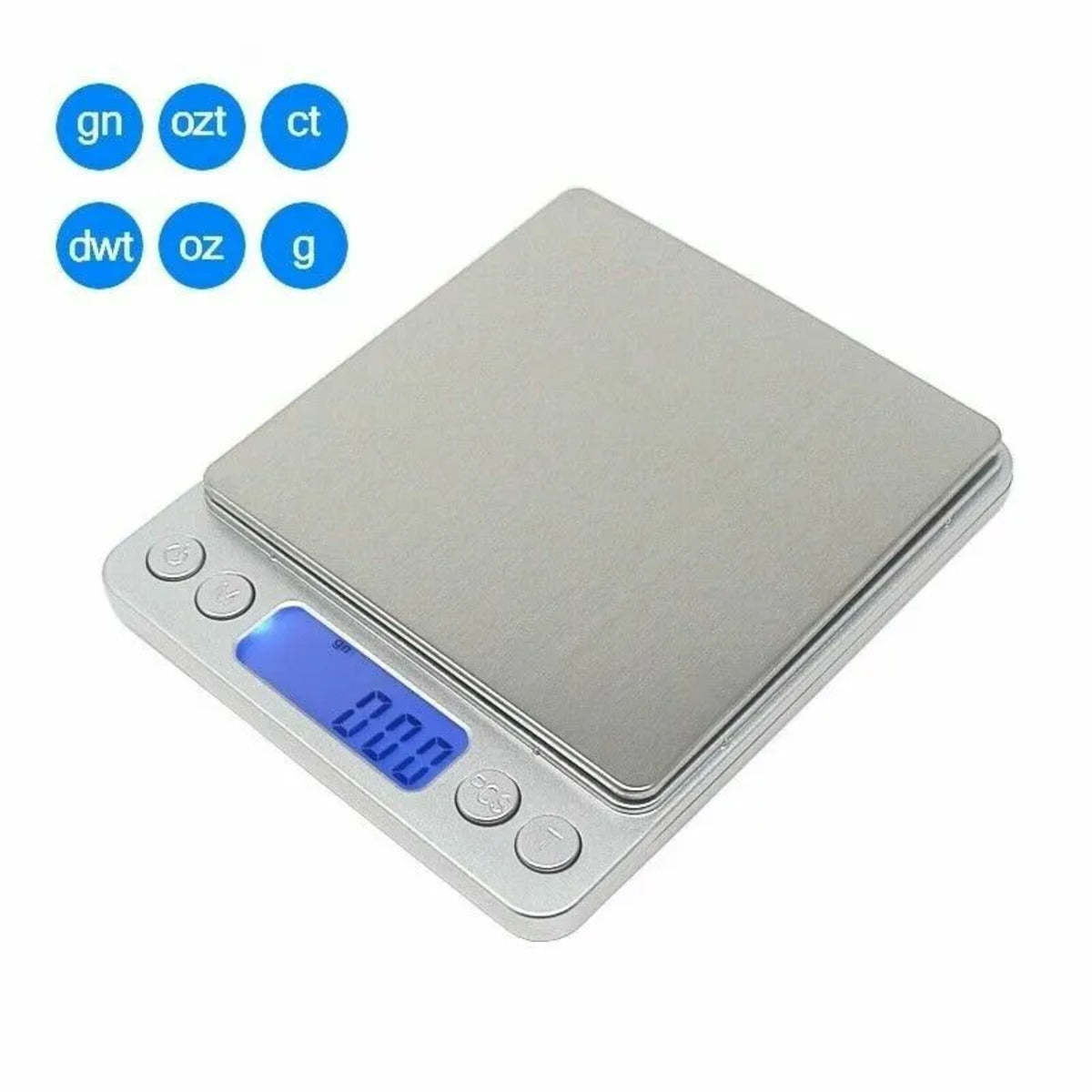 Small Digital Food Scale - 3000g Capacity, 0.1g Precision, Ounce & Gram Measurement, Includes 2 Trays & Batteries