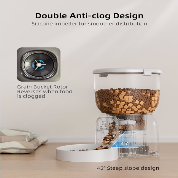 LAMPICK Automatic Cat Feeder - WiFi Food Dispenser with App Control - 4L Capacity, Dual Power Supply, Easy to Clean - For Cats & Small Dogs