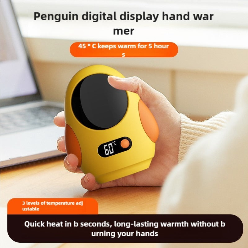 Cute Pink Penguin Hand Warmer - Quick Heating Electronic Warmer for Office and Travel