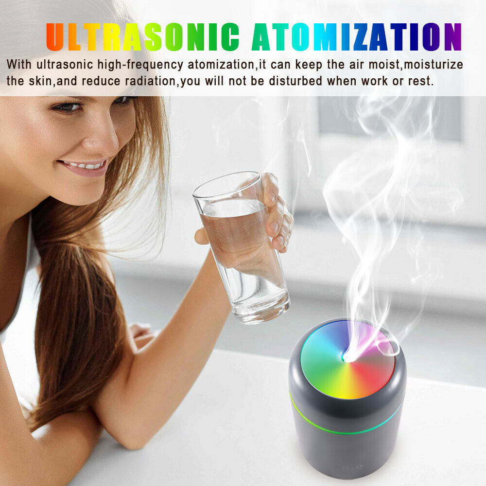 LED Aromatherapy Humidifier - Adjustable Spray - USB Powered - Portable Air Freshener