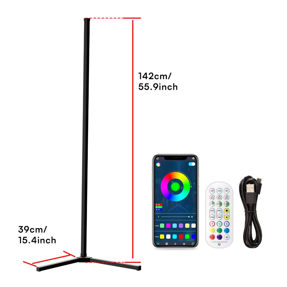 Floor Standing Ambient Light - 5V Bluetooth RGB Corner Lamp with Smart APP Control, Music Sync, 16 Million Colors