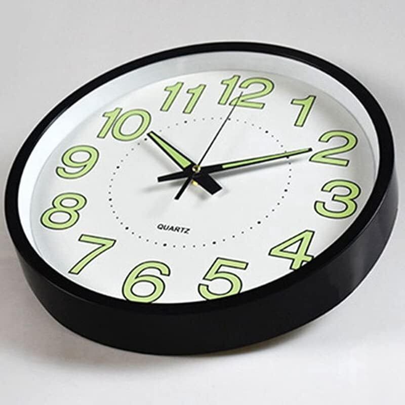 12-Inch Black Wall Clock - Large Quartz Silent Luminous Glow in the Dark - Elegant Design for Home & Office