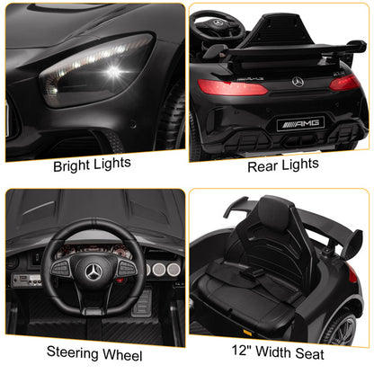 Mercedes-Benz Dual Drive 12V Roadster with 2.4G Remote Control - Black AMG GTR - Kids Electric Car - Ages 3-5