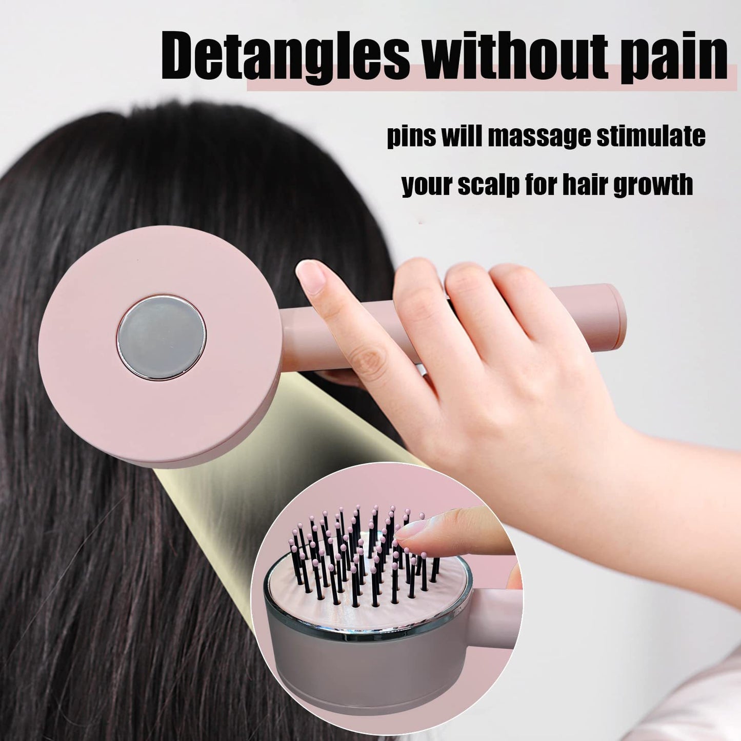 3D Air Design Self-Cleaning Hair Brush - Ergonomic Non-Slip Handle - Scalp Massager - Reduces Hair Breakage & Frizz