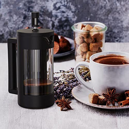 French Press Coffee Maker - BPA Free Plastic & Glass - 12 oz & 21 oz - Fine Filter System - Easy to Clean - Perfect Gift for Coffee Lovers