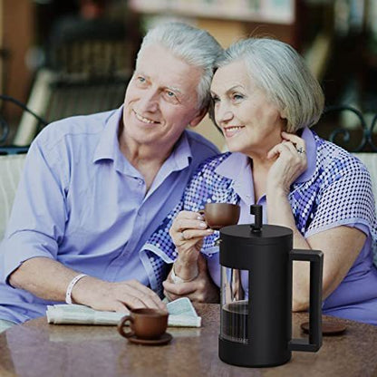 French Press Coffee Maker - BPA Free Plastic & Glass - 12 oz & 21 oz - Fine Filter System - Easy to Clean - Perfect Gift for Coffee Lovers