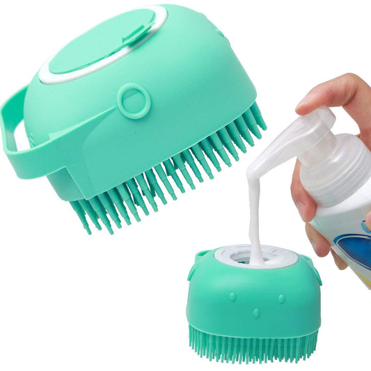 Massaging Pet Shampoo Brush - Silicone Scrubber Dispenser - 2-in-1 Cleansing & Massaging Tool - Compact & User-Friendly