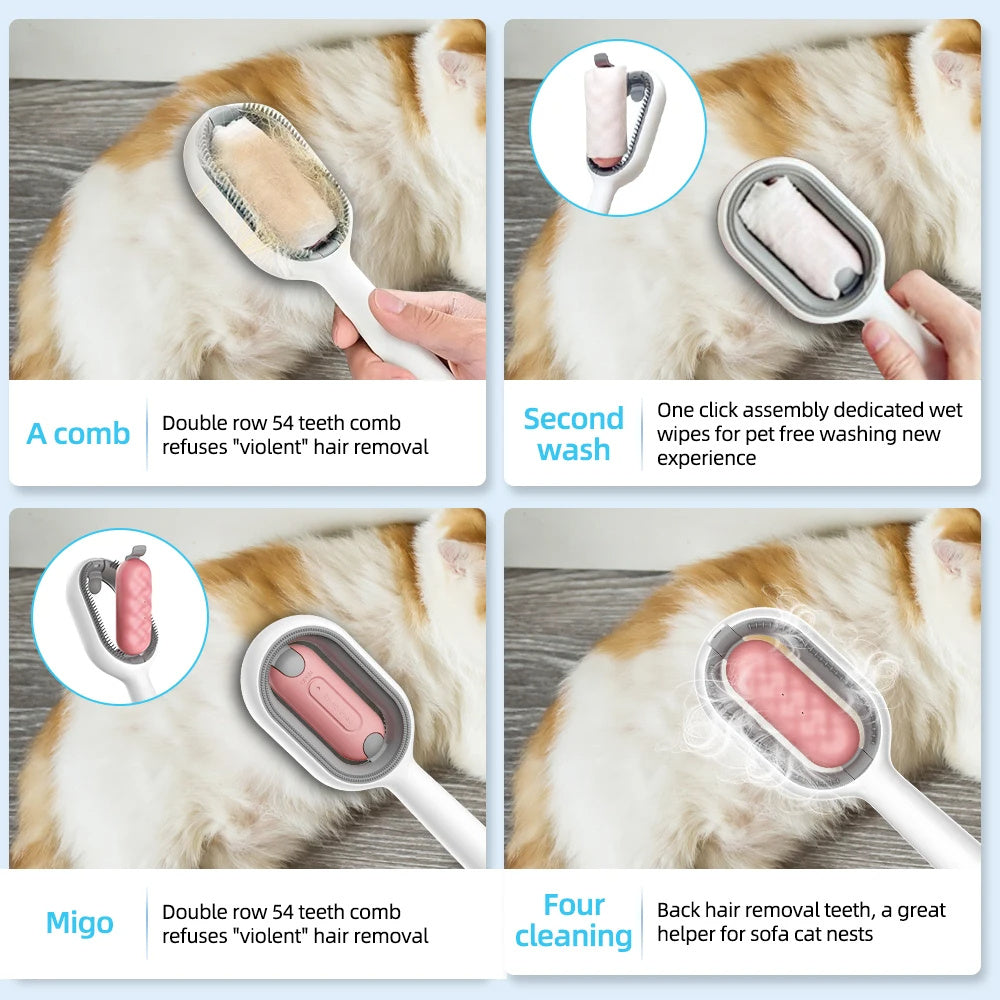 Pet Grooming Brush - Electronic Brush for Cats & Short-Haired Dogs - Removes Loose Hair, Tangles & Dirt