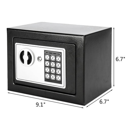 17E Electronic Password Safe - Mini Wall-in Style Metal Steel Box - Black - Compact Size for Home or Office