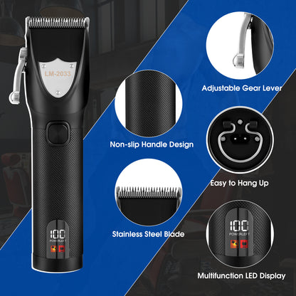 Professional Stainless Steel Cordless Clippers - Black - Electronic Hair Clippers