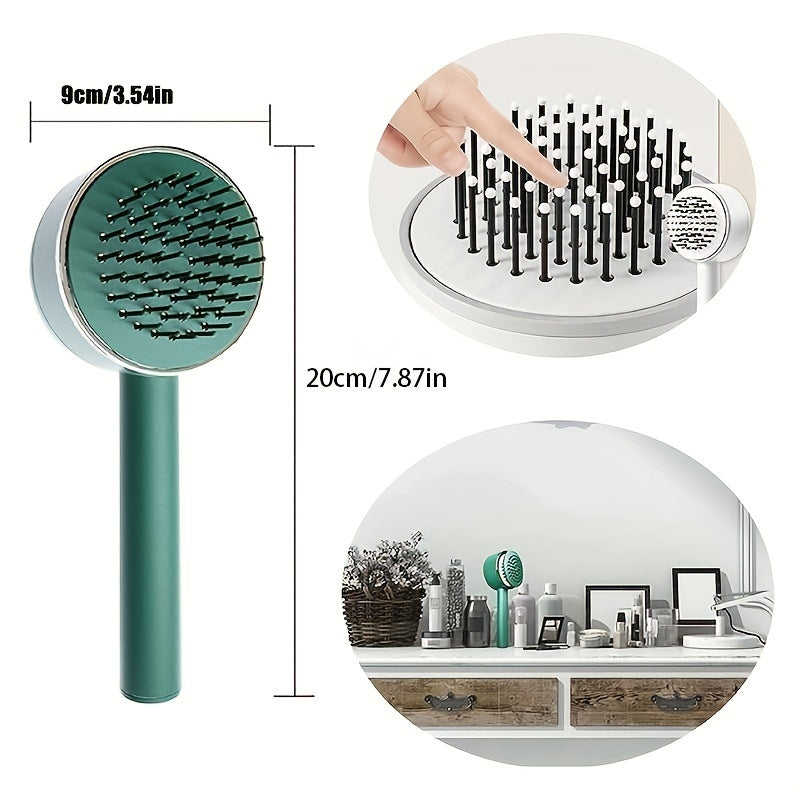 3D Air Design Self-Cleaning Hair Brush - Ergonomic Non-Slip Handle - Scalp Massager - Reduces Hair Breakage & Frizz