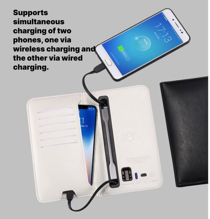 Charging Wallet - Black - Versatile Travel Companion with Built-in Charging Module - Electronic Accessory