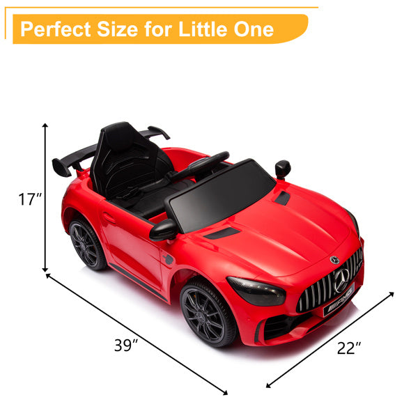 Mercedes-Benz Dual Drive 12V Roadster with 2.4G Remote Control - Red AMG GTR - Kids Electric Car - Ages 3-5