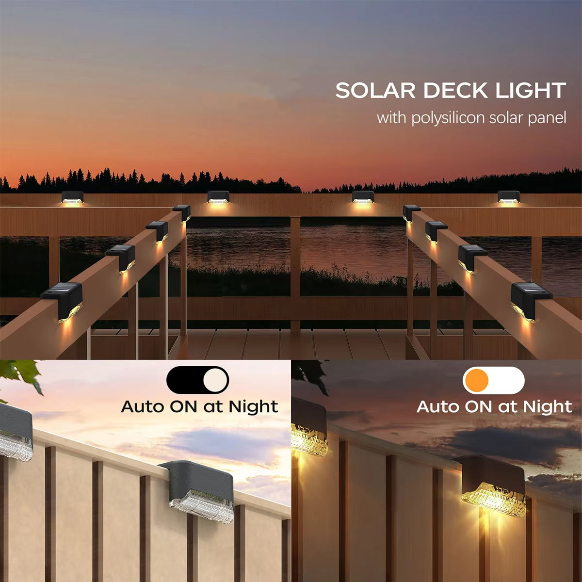 Solar LED Bright Deck Lights - Weatherproof Outdoor Lighting for Pathways, Gardens, and Patios