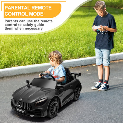 Mercedes-Benz Dual Drive 12V Roadster with 2.4G Remote Control - Black AMG GTR - Kids Electric Car - Ages 3-5