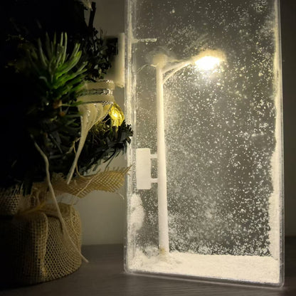 DIY Snowy Night Street Lamp - Handmade Transparent Lightbox - Christmas Gift - 6.1 x 3 x 0.8 inches - Electronic UV Resin Lamp