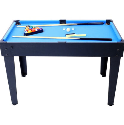 5-in-1 Multi-Game Table - Billiards, Push Hockey, Foosball, Ping Pong, Basketball - Black/Blue - Durable MDF & Steel Construction