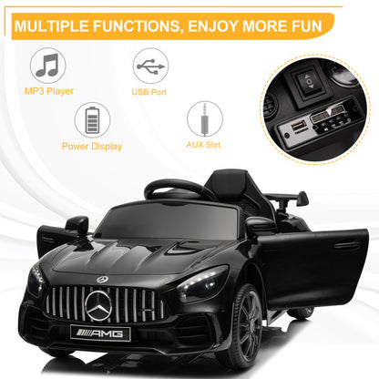 Mercedes-Benz Dual Drive 12V Roadster with 2.4G Remote Control - Black AMG GTR - Kids Electric Car - Ages 3-5