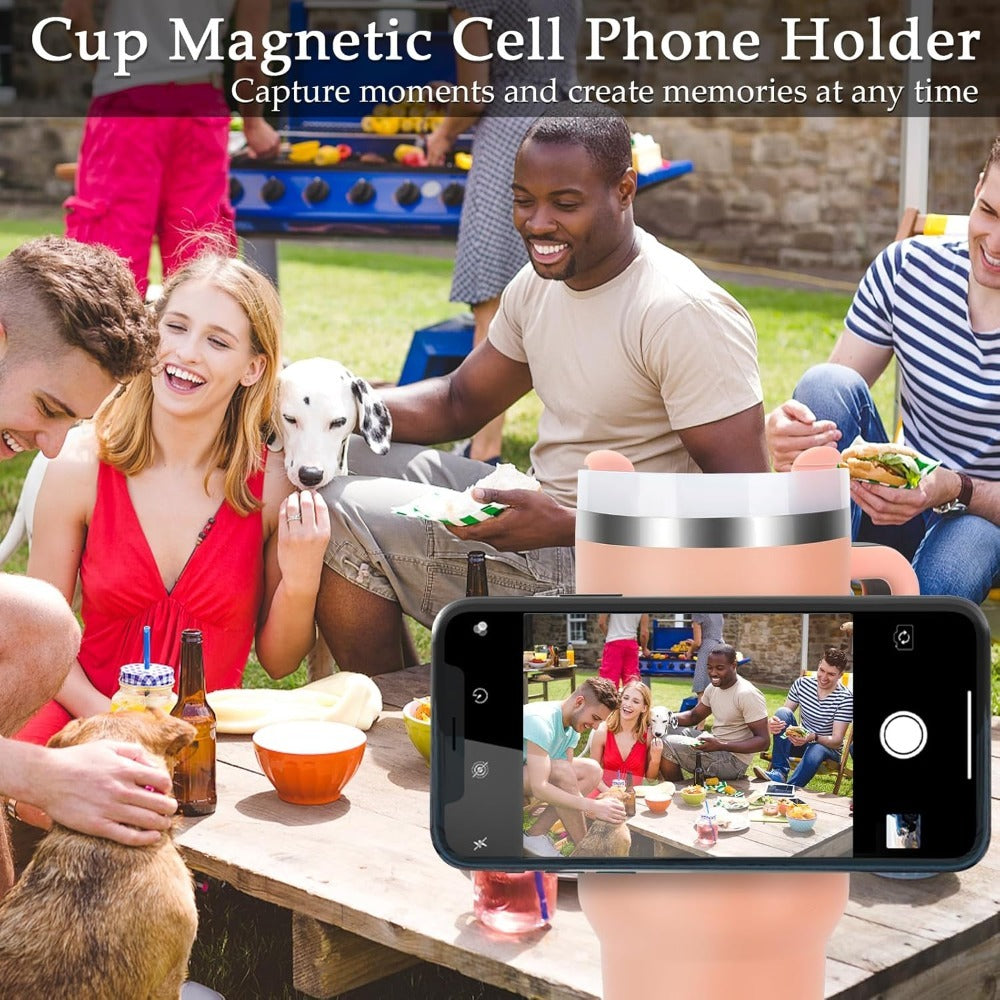 Universal Adjustable Magnetic Cup with Phone Holder - Electronic Mug - Compact Design - 12x6.5x3.5 cm