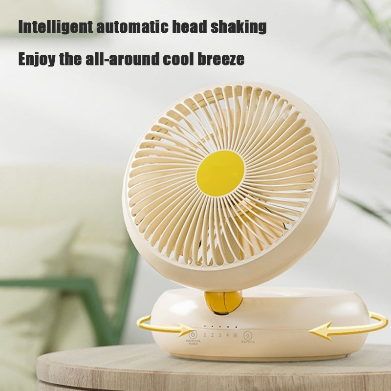 Rechargeable Remote Control Table Fan - 120° Oscillation, 4 Speeds, 4000mAh Battery, Night Light, Portable Design