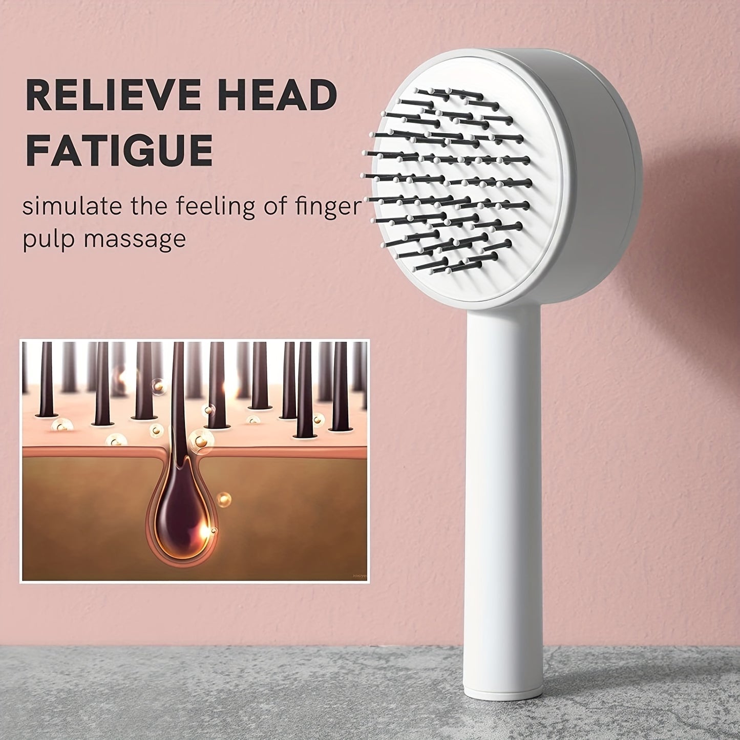 3D Air Design Self-Cleaning Hair Brush - Ergonomic Non-Slip Handle - Scalp Massager - Reduces Hair Breakage & Frizz