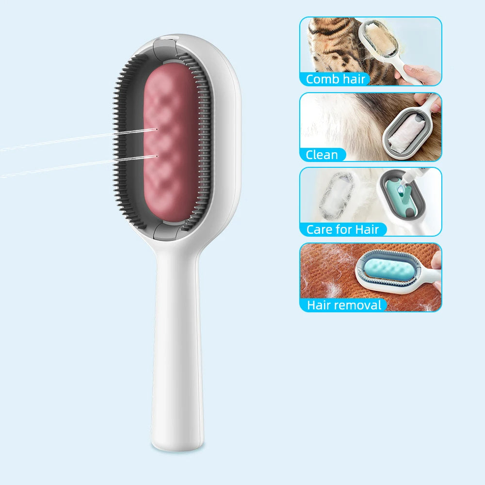 Pet Grooming Brush - Electronic Brush for Cats & Short-Haired Dogs - Removes Loose Hair, Tangles & Dirt