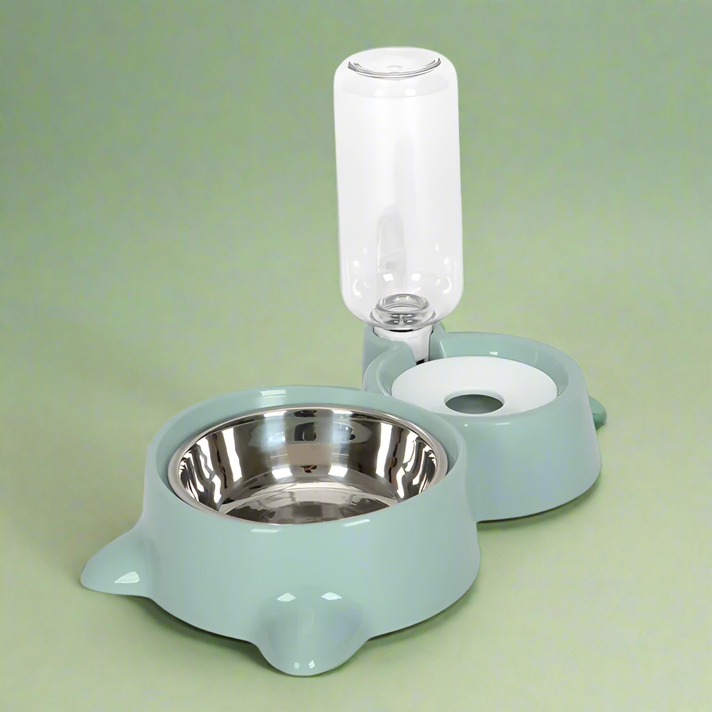 Automatic Pet Food and Water Feeder Bowl - Stainless Steel & Plastic - Slow Feeder Design for Dogs and Cats