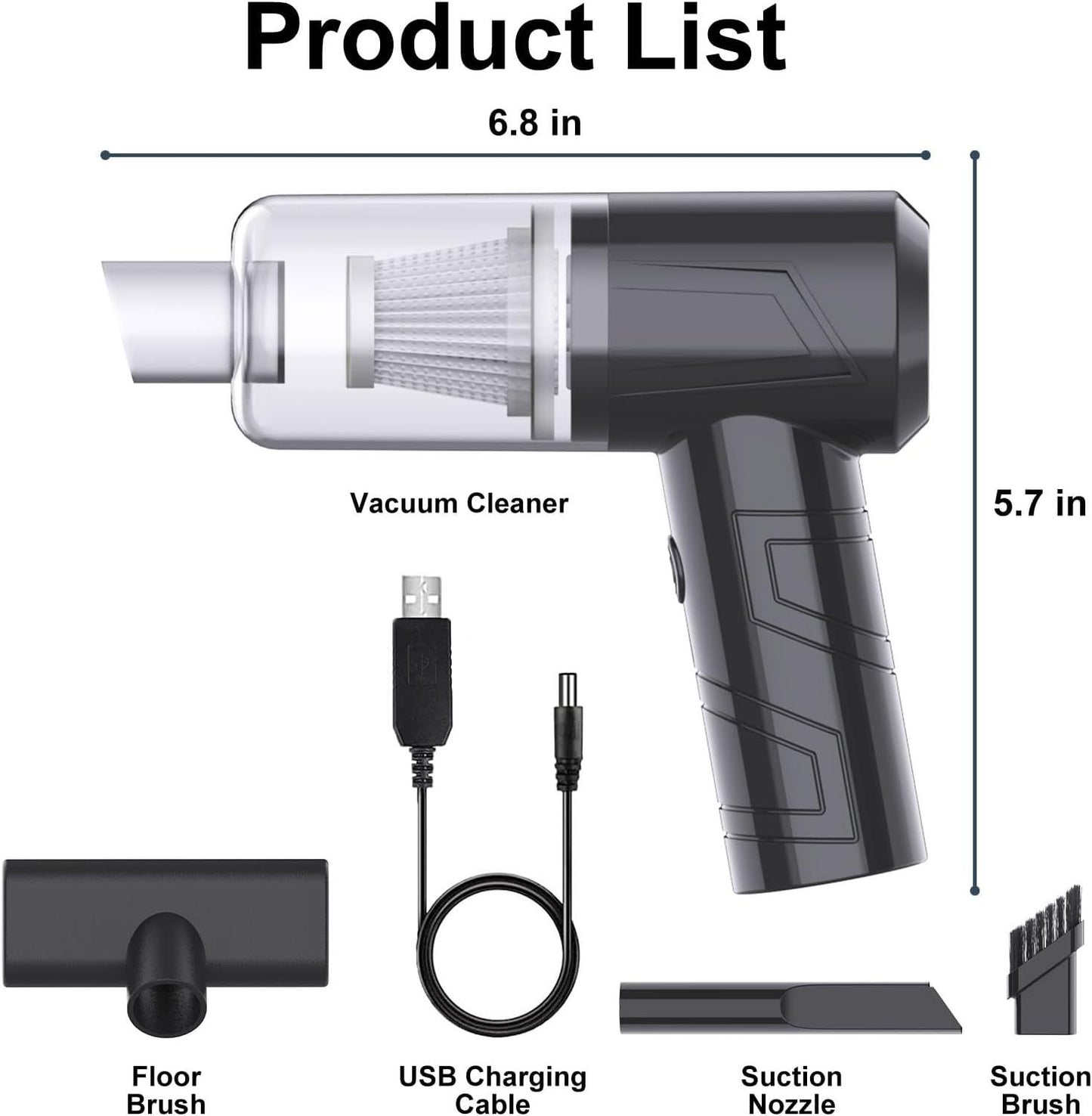 Powerful Handheld Vacuum Cleaner - 120W Suction, 18000PA, Wet & Dry, Long Battery Life, Lightweight, Multiple Attachments