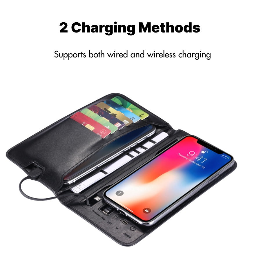 Charging Wallet - Black - Versatile Travel Companion with Built-in Charging Module - Electronic Accessory