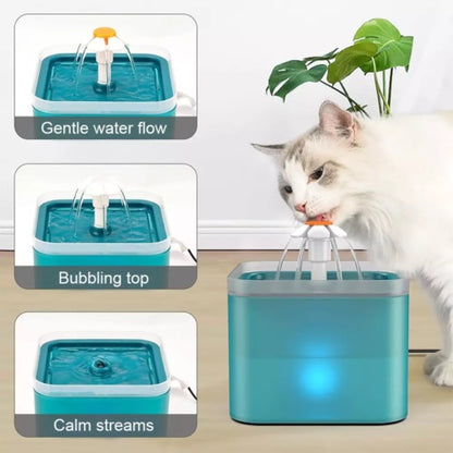 Cat Mate 2L Pet Drinking Water Fountain - Electronic Cat Fountain for Cats and Small Dogs - 3 Flow Modes - Quiet Pump - Green