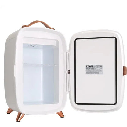 VEVOR Mini Fridge for Bedroom - 6L Capacity, Intelligent Temp Adjustment, LED Makeup Mirror, Quiet Operation, Portable Design