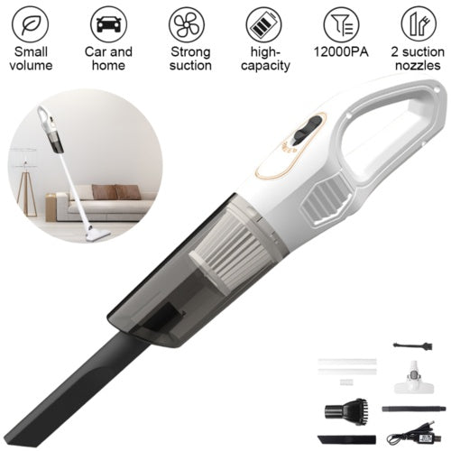 Cordless Vacuum Cleaner - 120W Handheld Stick Vacuum - 12000PA Suction - Lightweight, Bagless, HEPA Filter - White