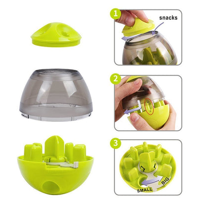 Dog Food Balls Tumbler Feeder Dispenser Bowl Toy - Interactive Automatic Pet Feeder - Non-Toxic PC Material