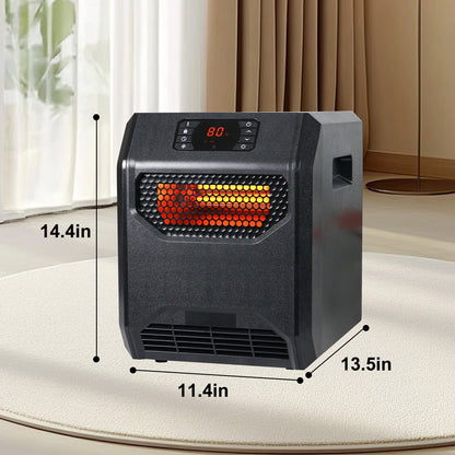 Portable Space Heater - 1500W Electric Infrared Heater with UVC Air Purification, Thermostat & Remote Control - Black