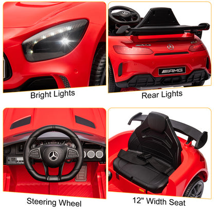 Mercedes-Benz Dual Drive 12V Roadster with 2.4G Remote Control - Red AMG GTR - Kids Electric Car - Ages 3-5