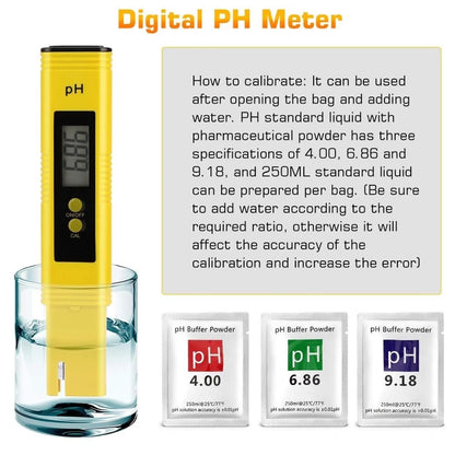 High Precision pH Meter - 0.01 pH Resolution - Digital Water Quality Tester for Aquarium & Hydroponics - LCD Display