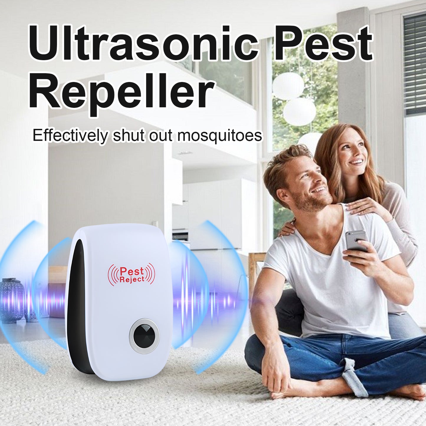 Jue-Fish Ultrasonic Pest Repeller - Mosquito, Cockroach, and Mouse Repellent - Plug-In Intelligent Night Light - 3.58 x 2.12 x 2.36 inches