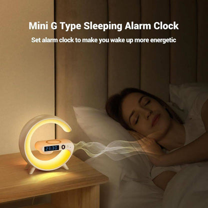 Smart G Night Light LED Bluetooth Speaker - Wireless Charging Alarm Clock with Digital Display - Modern Home Decor