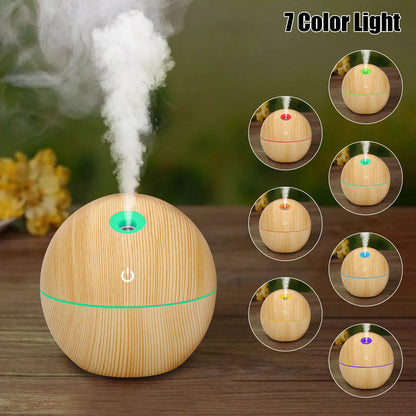 USB Aroma Humidifier Essential Oil Diffuser - Ultrasonic Cool Mist - 7 Color Change - Deep Wood - 130ml Capacity - Ultra-Quiet Operation