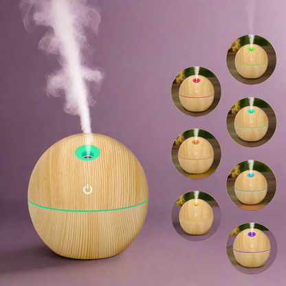 USB Aroma Humidifier Essential Oil Diffuser - Ultrasonic Cool Mist - 7 Color Change - Deep Wood - 130ml Capacity - Ultra-Quiet Operation