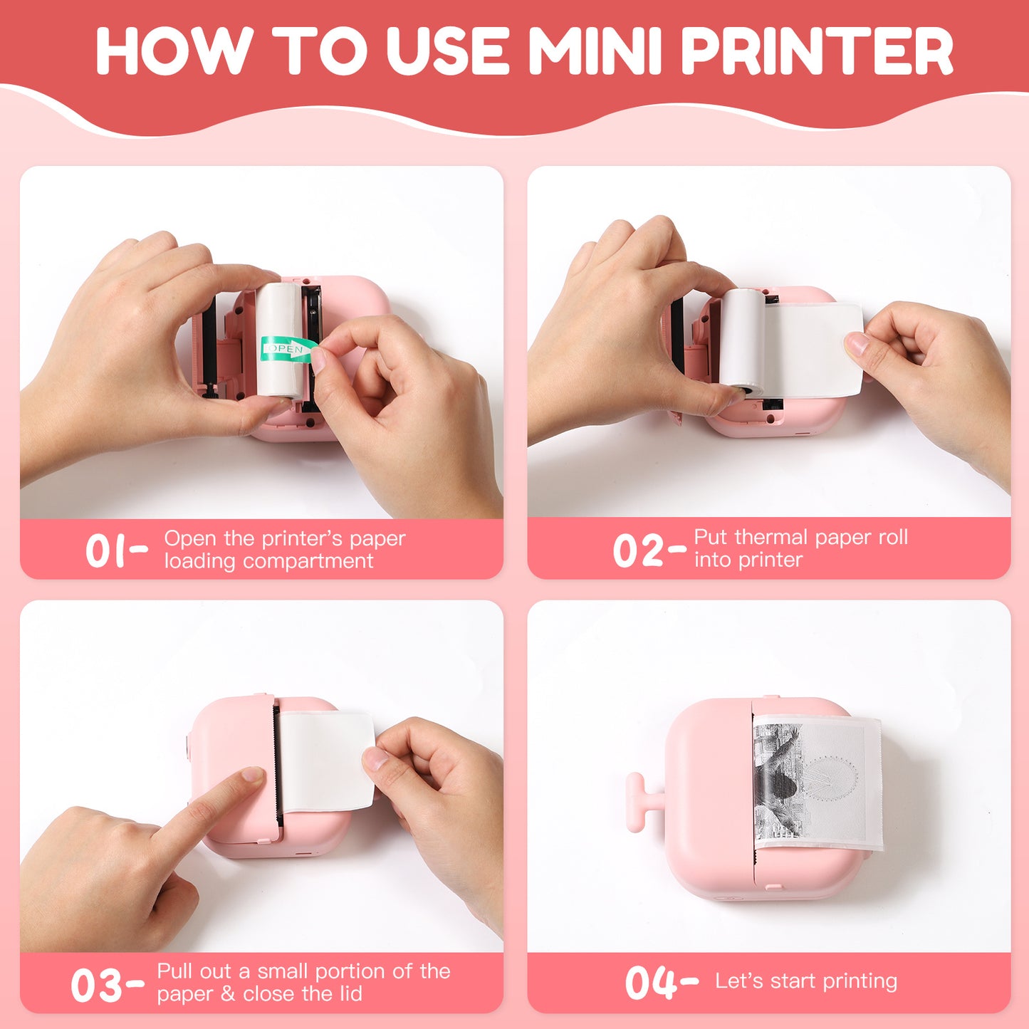 Thermal Mini Printer X2 - Inkless Sticker Maker with Thermal & Sticker Papers