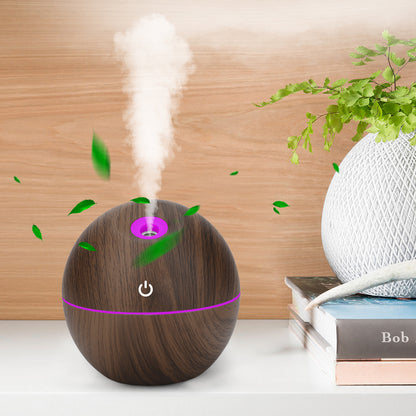 USB Aroma Humidifier Essential Oil Diffuser - Ultrasonic Cool Mist - 7 Color Change - Deep Wood - 130ml Capacity - Ultra-Quiet Operation