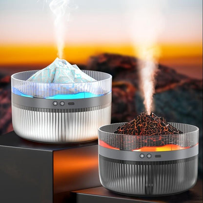 2 Color LED Volcano Flame Light Humidifier - 2L Aromatherapy Diffuser with Timer, Auto Shutoff, Ultra Quiet - Ideal for Bedroom, Office, Living Room