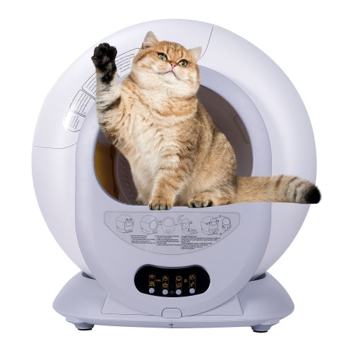 Self-Cleaning Litter Box with Automatic Scooping & Deodorization - App Control, 2.4G WiFi - Gray & White - 18.90 x 20.08 x 19.72 inches