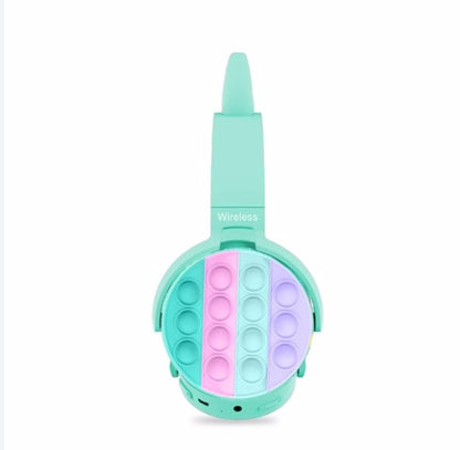 Bluetooth Headphones for Kids - Azure Color - Fidget Pop Toy - 18 Hours Playtime - Lightweight & Comfortable