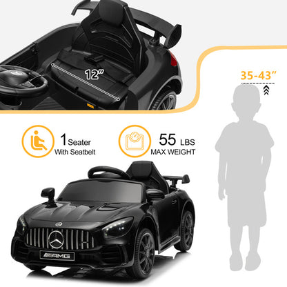 Mercedes-Benz Dual Drive 12V Roadster with 2.4G Remote Control - Black AMG GTR - Kids Electric Car - Ages 3-5