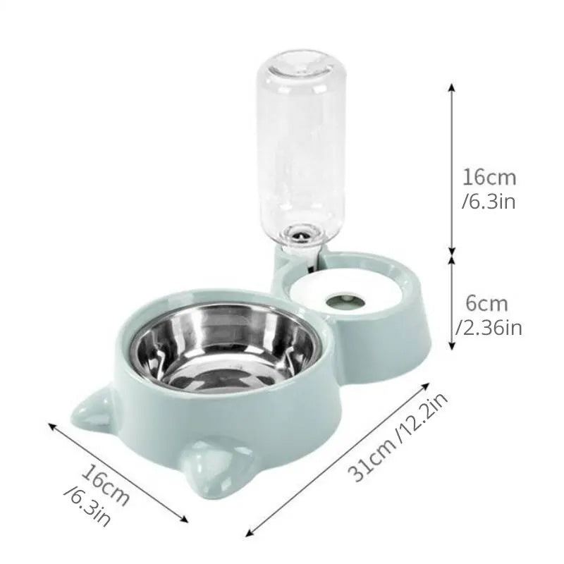 Automatic Pet Food and Water Feeder Bowl - Stainless Steel & Plastic - Slow Feeder Design for Dogs and Cats