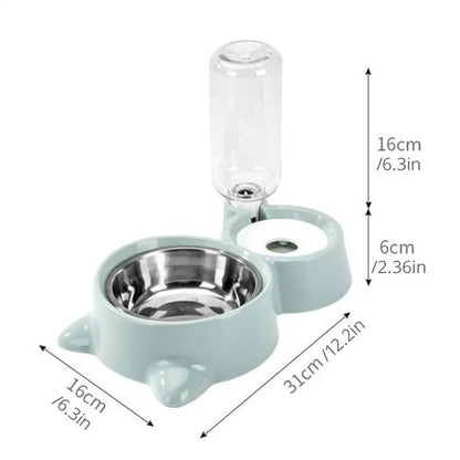 Automatic Pet Food and Water Feeder Bowl - Stainless Steel & Plastic - Slow Feeder Design for Dogs and Cats