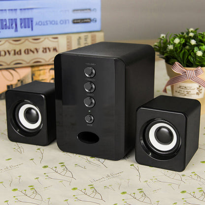 Portable USB Powered Stereo Surround Wired Speakers - 3 Speaker Set for Laptop, Phone, Desktop, TV - Black