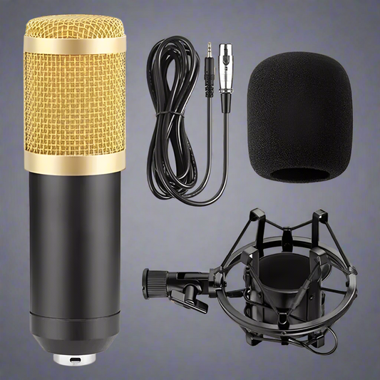 Professional Condenser Microphone for Podcast Studio Recording - 20Hz-20KHz, 3.5mm Connection, Includes Shock Mount & Foam Cover